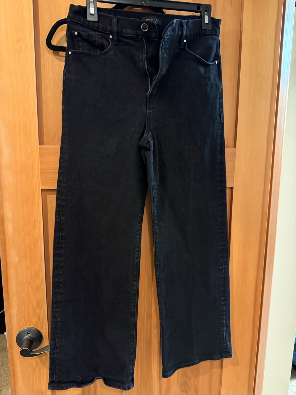 Ann Taylor Petite Wide Leg Black Denim Jeans